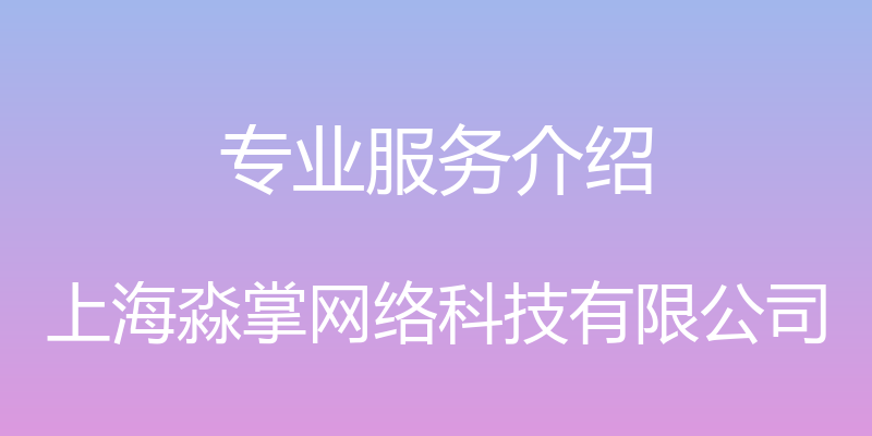 专业服务介绍 - 上海淼掌网络科技有限公司