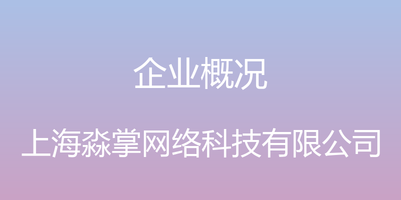 企业概况 - 上海淼掌网络科技有限公司